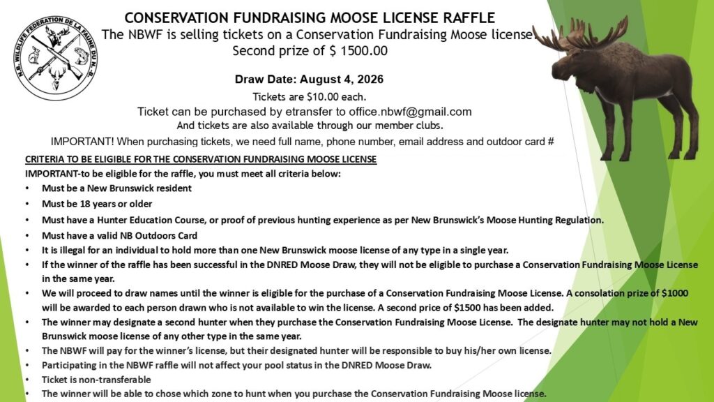 NBWF Fundraising Moose License Raffle Poster